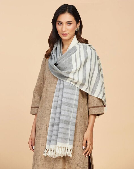 Striped Stole with Tassels Price in India