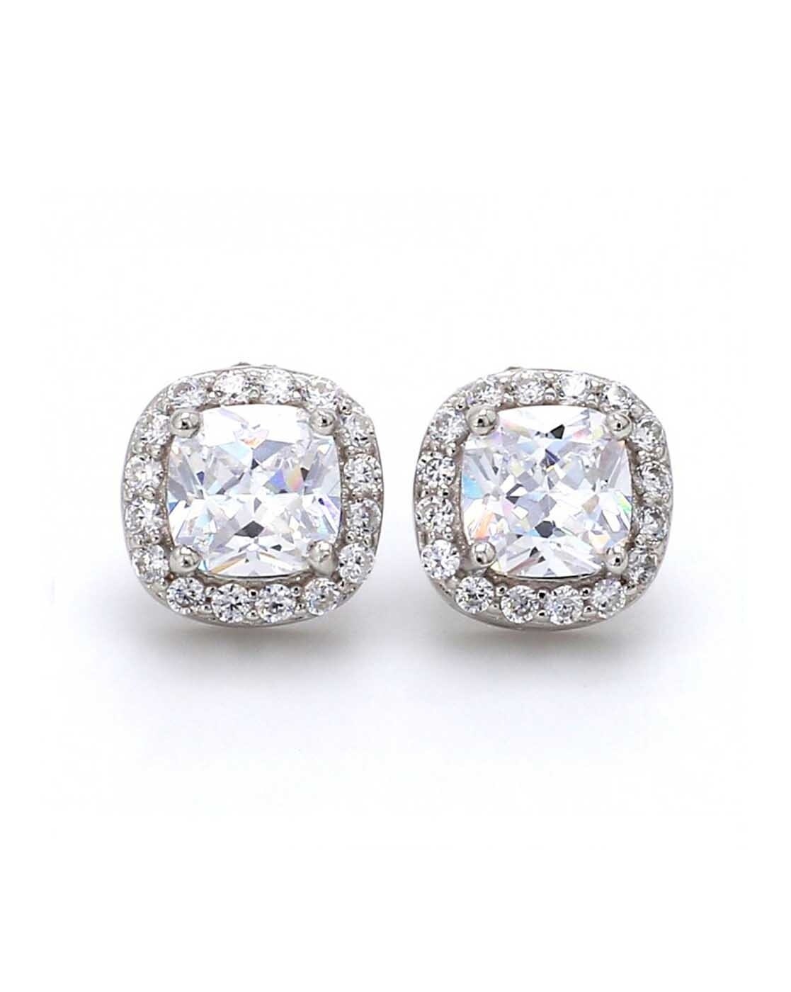 1.5ct Cushion Cut Diamond Classic Solitaire Stud Earrings 14k White Go –  HeartsAndYou