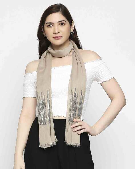 Embellished Scarf with Fringes Price in India