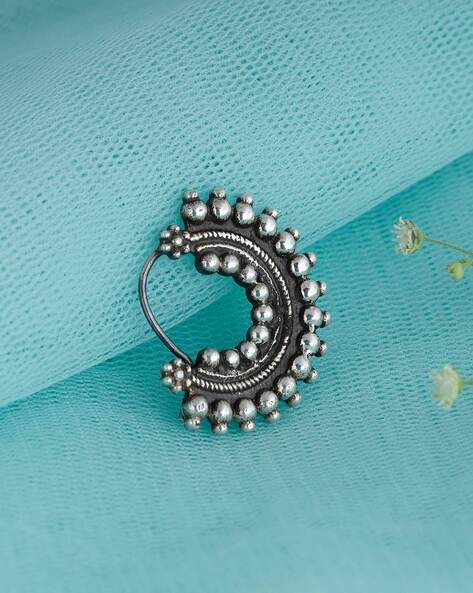 Buy Classic Nose Ring With Oxidised Plating 103341 | Kanhai Jewels