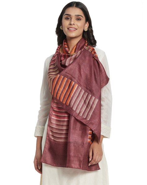Striped Stole with Stitched Edges Price in India