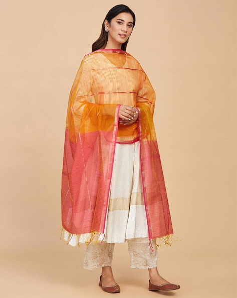 Ombre-Dyed Dupatta with Tassels Price in India