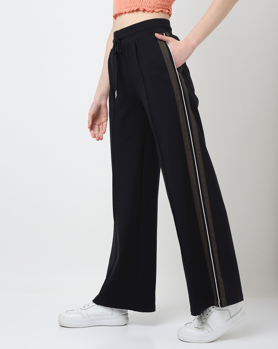 Truly Side Stripe Wide Leg Joggers, Cream at John Lewis & Partners