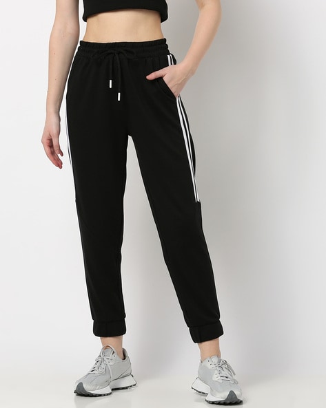 Livy Women's Trackpants with reflective Stripe - Black - Moke Apparel
