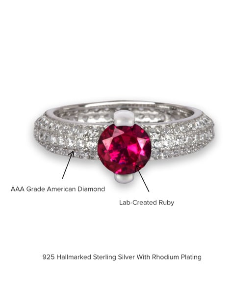 1.55ct Red Ruby & Diamond 3 Stone Engagement Ring