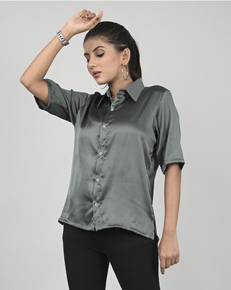Raj Design Satin Shirt for Women Satin Silk Shirts Full Sleeve Top Satin Shirts for Women and Girl