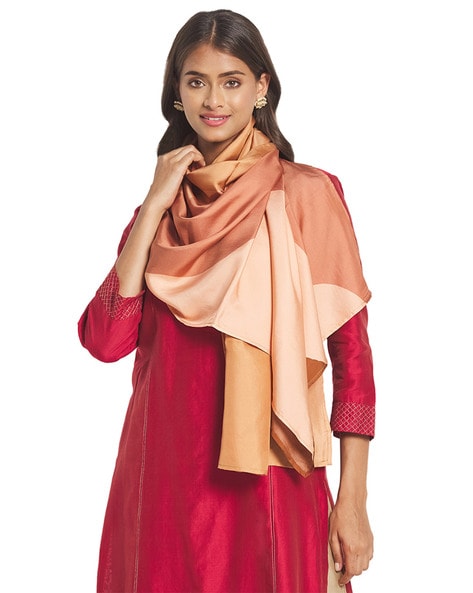 Colour-block Stole with Stitched Edges Price in India