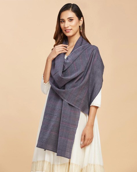 Striped Stole with Stitched Edegs Price in India