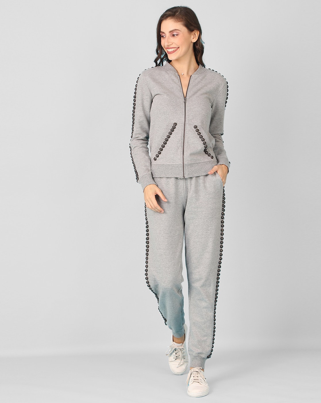 Grey jogging suit clearance womens