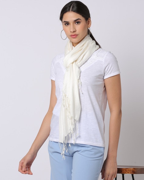 Women Scarf with Tasseled Hem Price in India