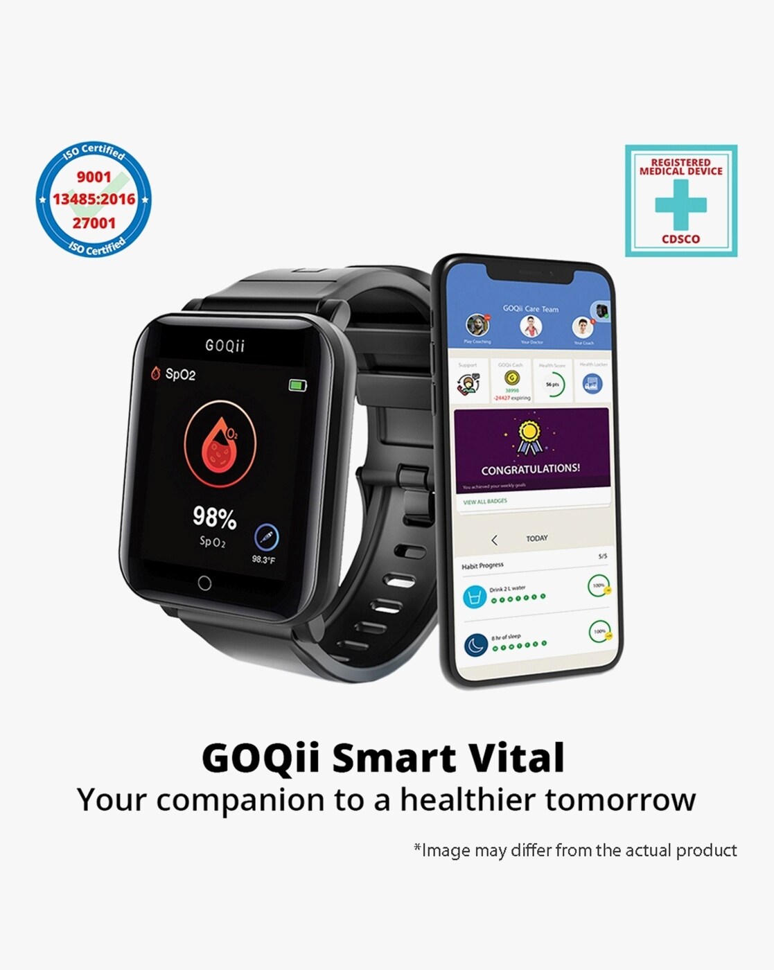 MELFO Smart Watch Strap Compatible with Goqii Smart Vital Plus - Rubber  Strap - Black : Amazon.in: Toys & Games