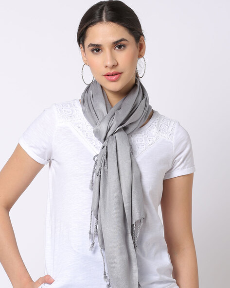 Women Scarf with Tasseled Hem Price in India