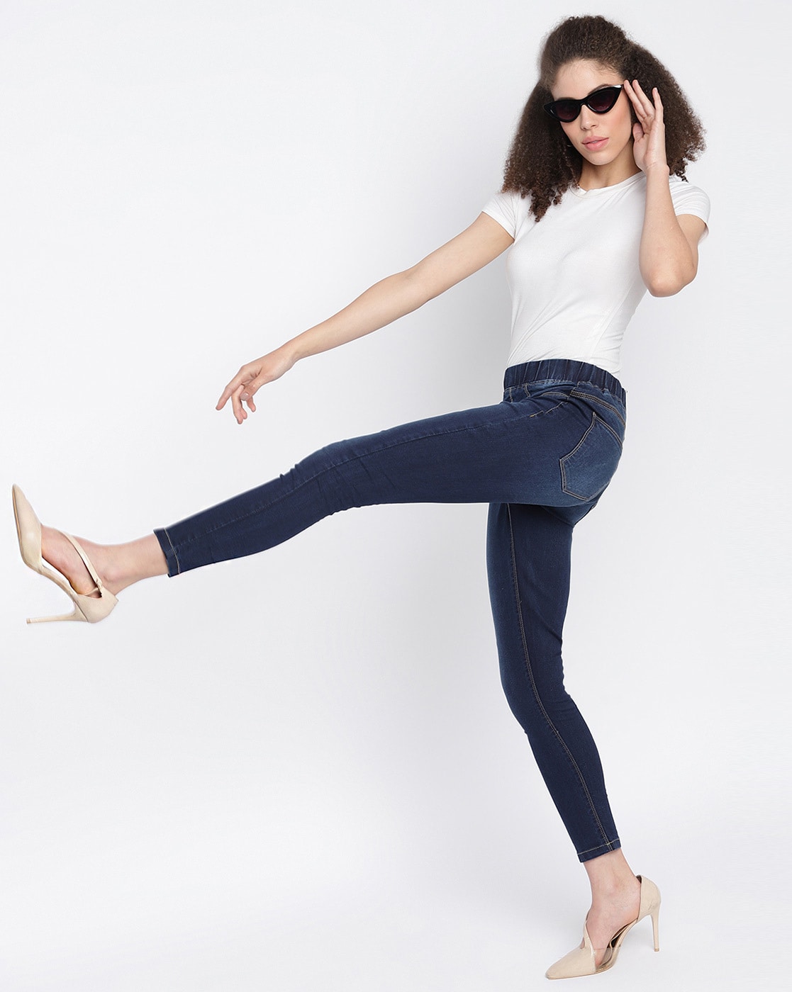 Buy Relaxed Fit Jeggings with Contrast Side Tape Online at Best Prices in  India - JioMart.