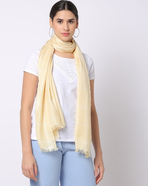 Checked Scarves with Fringed Hem Price in India