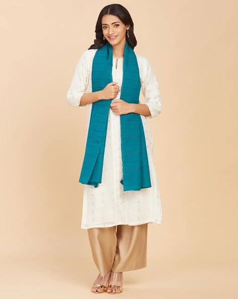 Striped Stole with Stitched Edegs Price in India