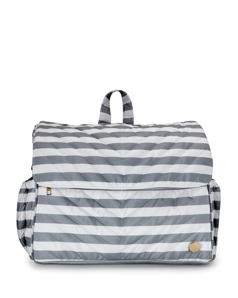 Black and white outlet striped diaper bag backpack