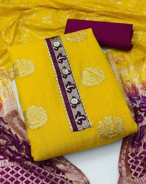 Buy Mustard Yellow Dress Material for Women by Indie Picks Online | Ajio.com