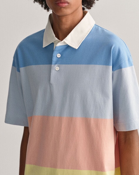 Regular Fit Ribbed Polo T-Shirt with Short Sleeves