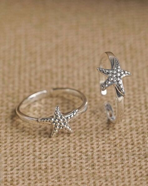 Silver Toe Ring, Silver Star Toe Ring, Star Toe Jewellery