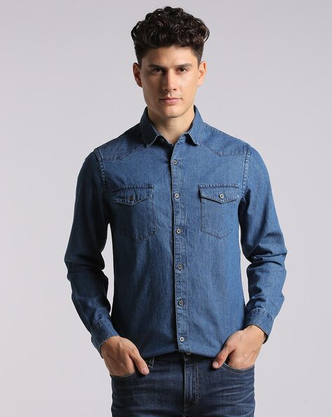 BEAT LONDON by Pepe Jeans Men Washed Casual Blue Shirt - Buy BEAT LONDON by  Pepe Jeans Men Washed Casual Blue Shirt Online at Best Prices in India |  Flipkart.com