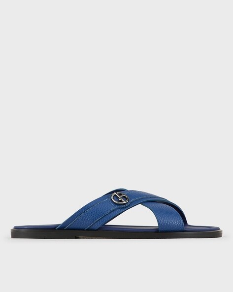 Buy GIORGIO ARMANI Classic Slip On Sandals with Logo Detailing