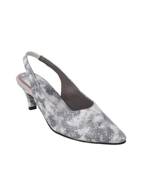 Snake-Embossed Kitten Heels