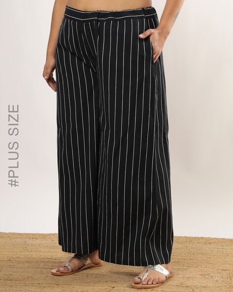 Women Striped Mid-Rise Palazzos Price in India