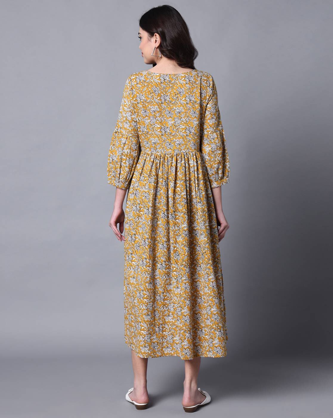 Topshop Maternity floral midi dress in mustard