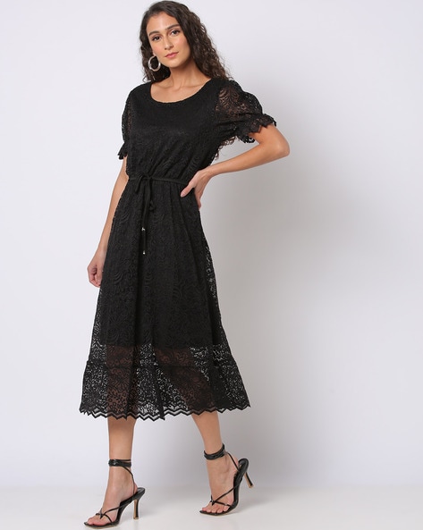 Black lace fit and hotsell flare dresses