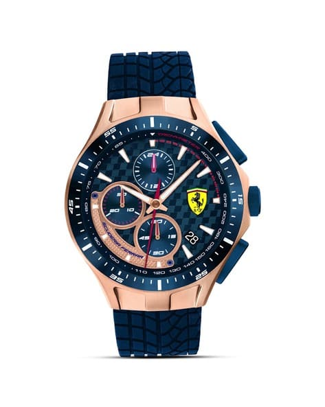 メンズ 超美品！Scuderia Ferrari メンズパイロットブルークロノグラフ