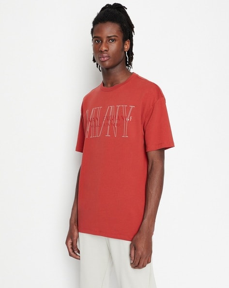 Armani red t shirt new arrivals