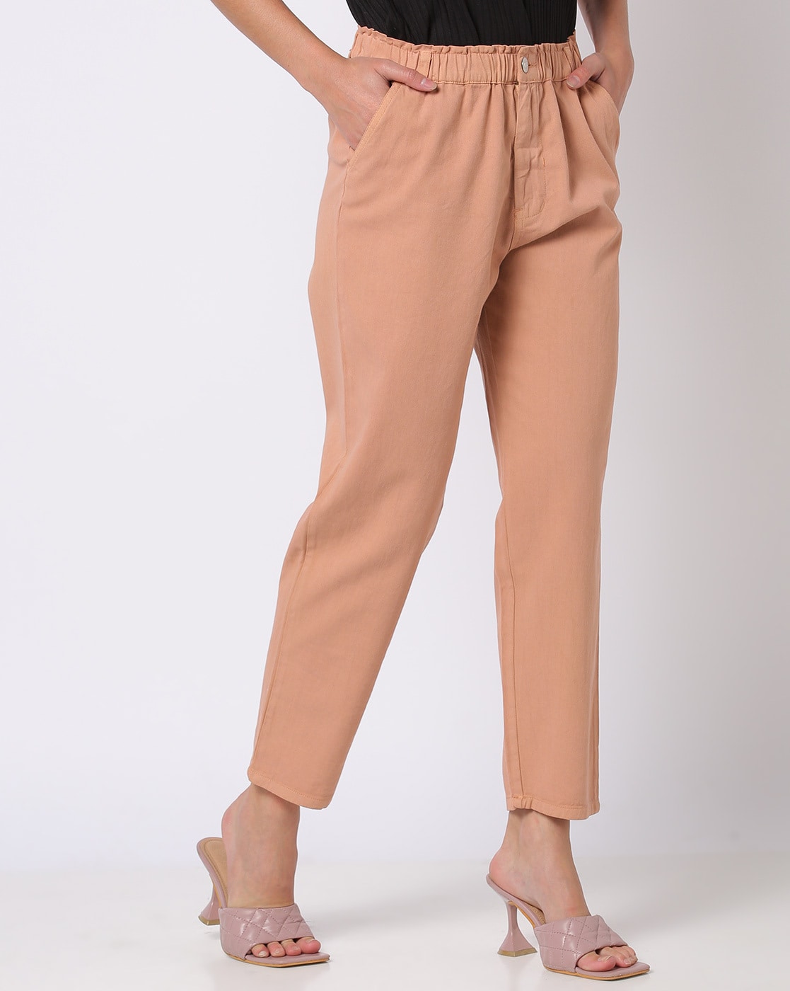 Cargo Womens Trousers and Joggers for Girls of Stretchable and Elasticated  Drawstring Waist AnkleLength Combo