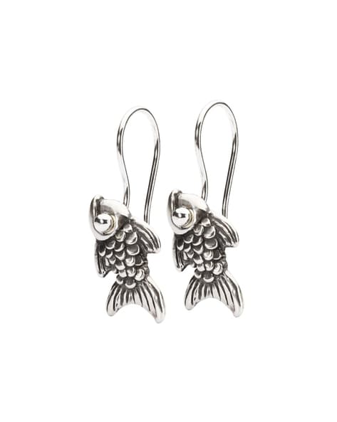 Ira Fish Silver Earrings – aham jewellery | handcrafted silver jewellery