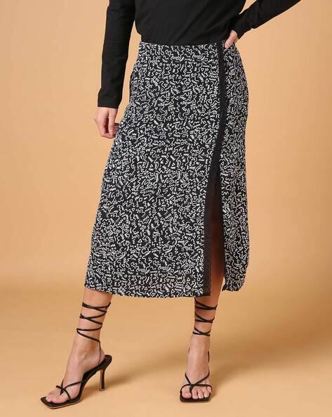 TOMMY HILFIGER Doodle Print Straight Skirt with Side Slit