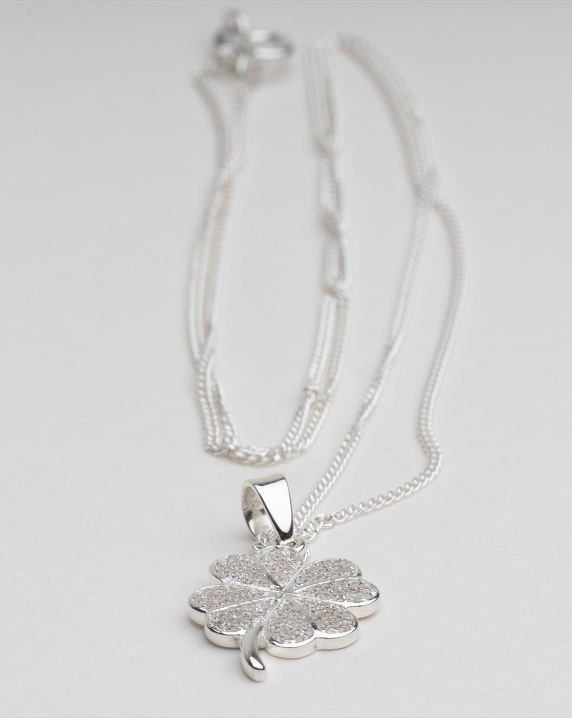 Blisse Allure 925 Sterling Silver Four Leaf Clover Pendant Necklace
