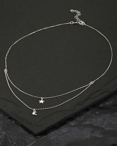 925 Sterling Silver Dangling Burst Star with Rhodium Plated Layered Ne –  Carlton London Online