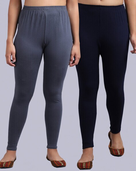 Pack of 2 Ankle-Length Leggings with Elasticated Waist