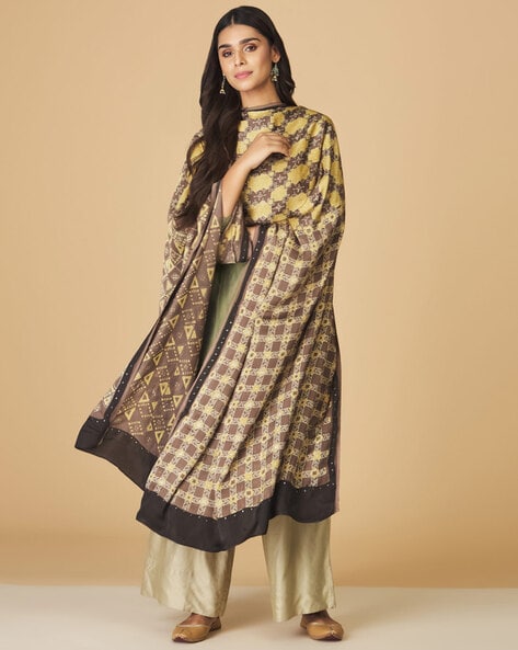 Ajrakh Geometric Dupatta Price in India