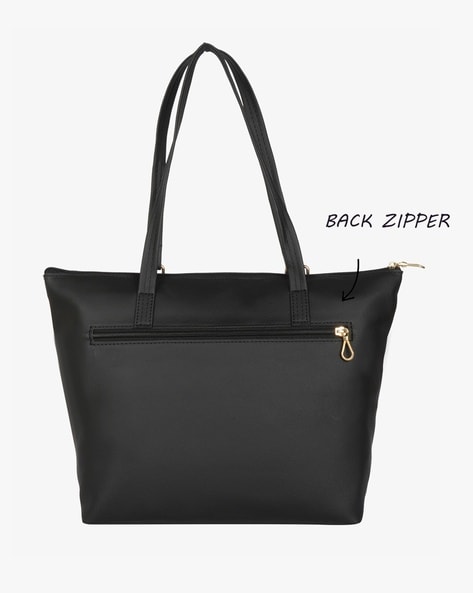 Amazon.com: Shoulder Tote Bag with Zipper, Black : Clothing, Shoes & Jewelry