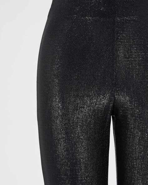 Shiny Black Fake Leather Trousers with Silver Buttons and Zipper Stock  Photo - Image of decorative, fabric: 215714238