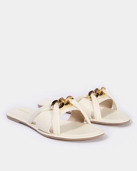 Sloana White Strappy Flat Sandals | Rag & Co. | Wolf & Badger