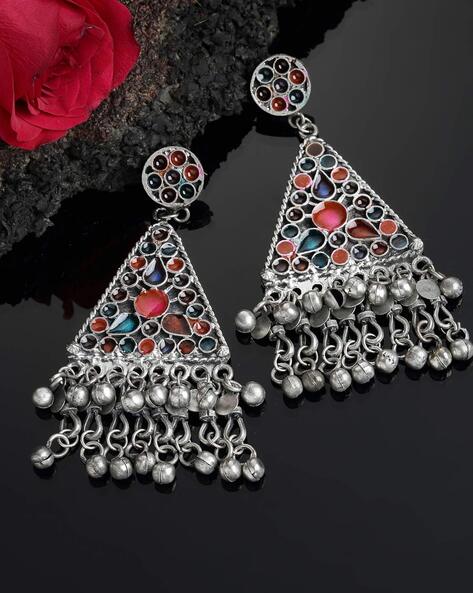 Buy Silver Oxidized Floral Stud Earrings by NOOR BY SALONI at Ogaan Online  Shopping Site