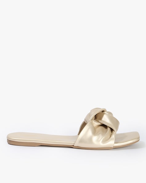 Buy Inc.5 Gold Synthetic Leather Flat Sandals Online at Best Prices in  India - JioMart.