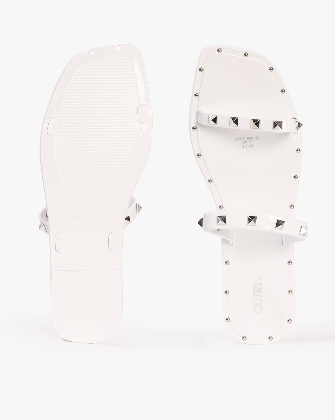 White on sale studded slides