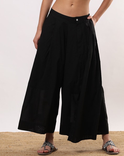 Women Pleated Flared Pants with Detachable Panels Price in India