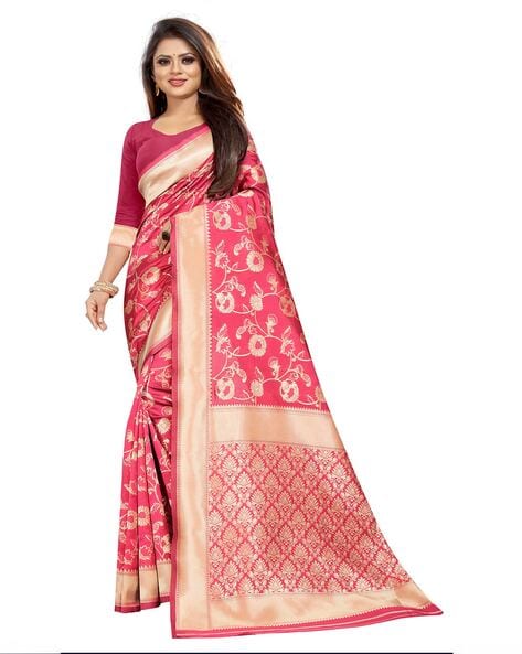 Rani Pink Banarasi Silk Weaving Saree – Leemboodi