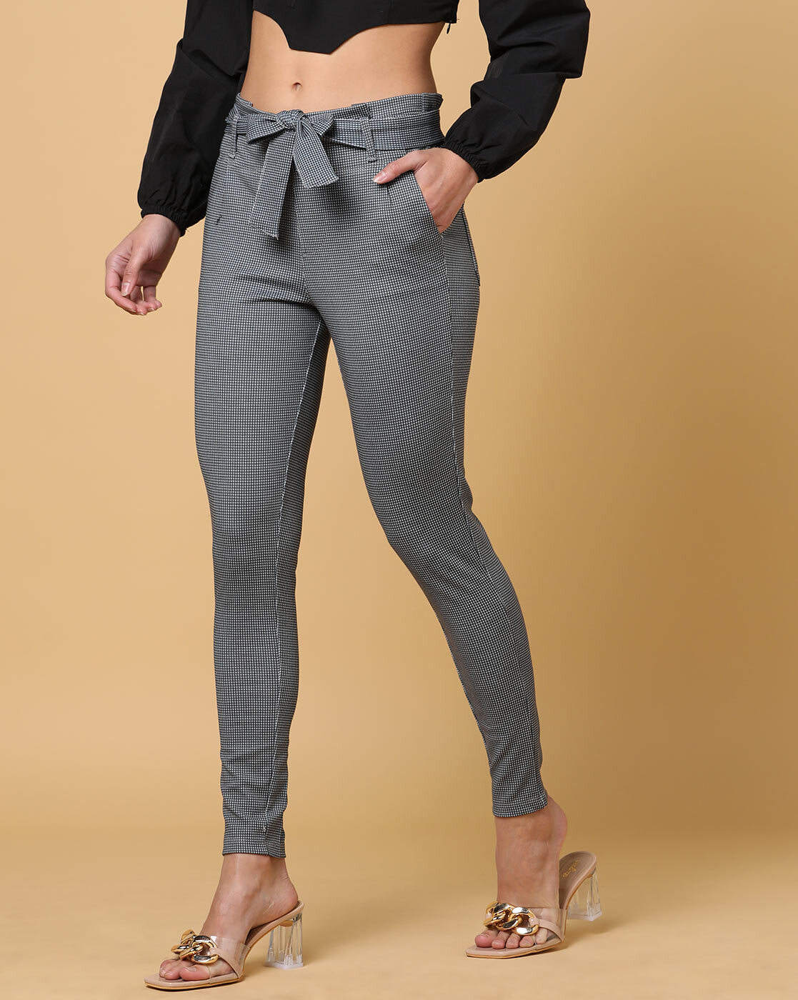 SHEIN PETITE Tie Paperbag Waist Pants | SHEIN USA