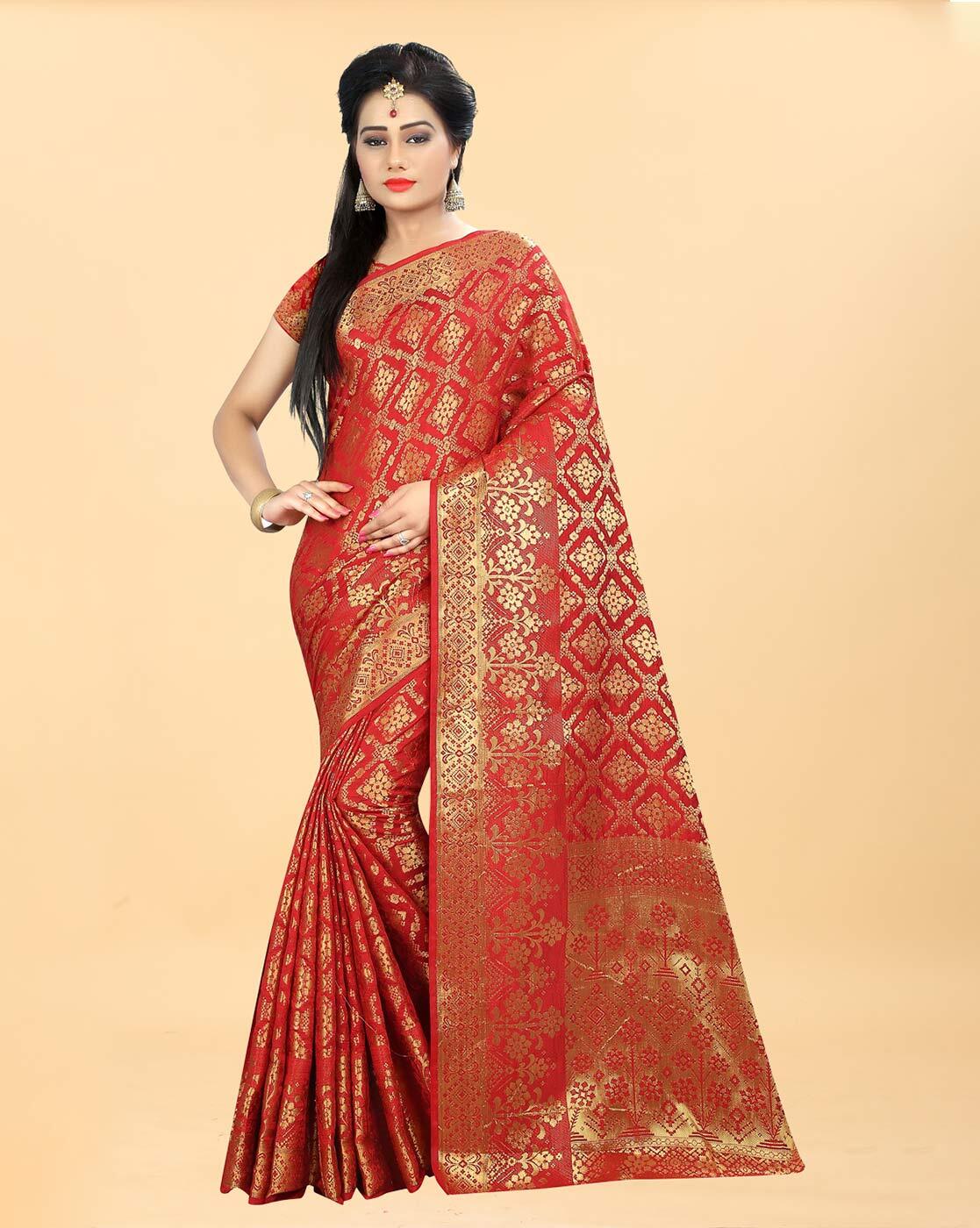 Glorious Firozi Banarasi Silk Saree With Assemblage Blouse Piece –  LajreeDesigner