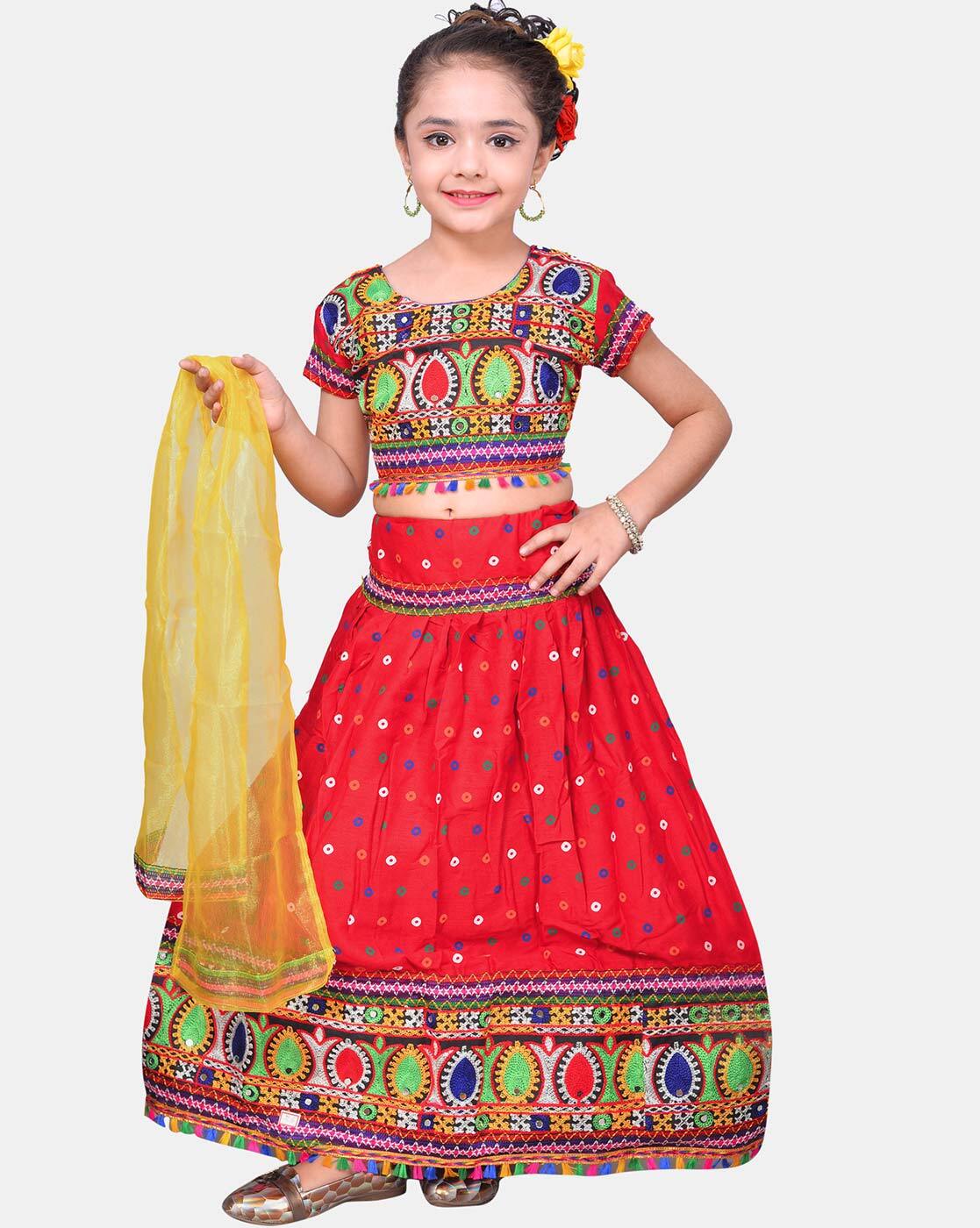 Cotton Embroidered Kids Rajasthani Fancy Lehenga Choli at Rs 400/piece in  Zirakpur