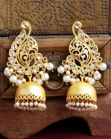 Handmade Adyaah Pearl Jhumkas 18kt gold plating – Her Treasure
